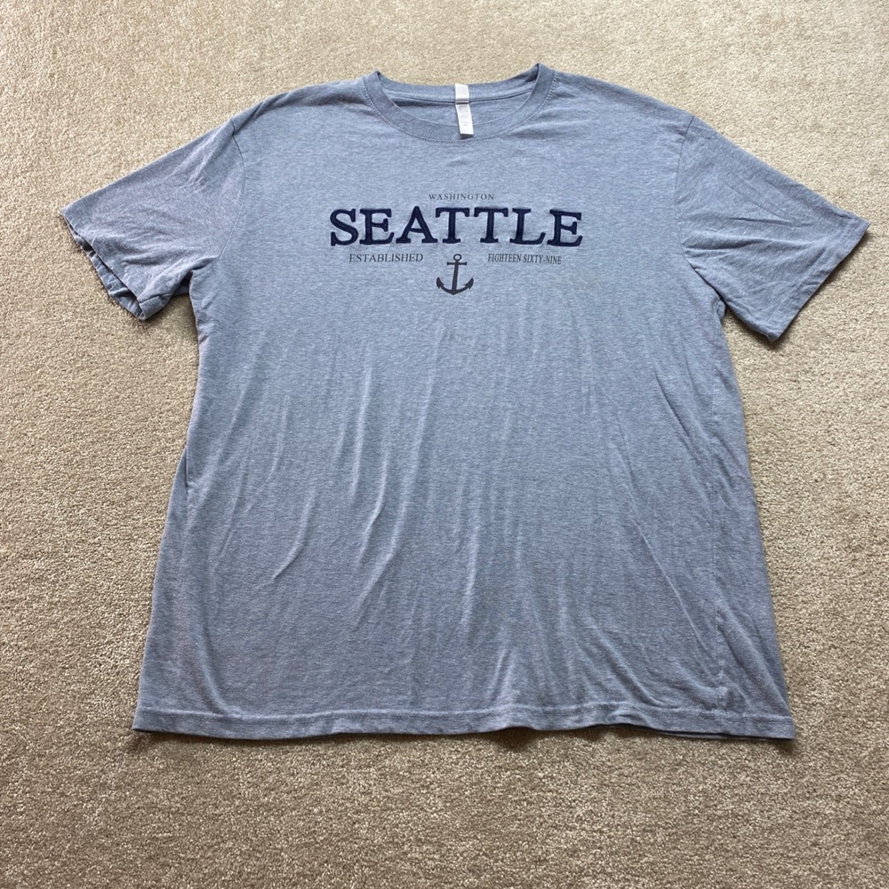 TEEMAX‎ Shirt Mens 2XL Seattle Washington Heather Gray Anchor Established 1969